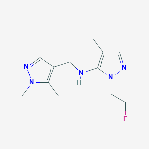 molecular formula C12H18FN5 B11731947 N-[(1,5-dimethyl-1H-pyrazol-4-yl)methyl]-1-(2-fluoroethyl)-4-methyl-1H-pyrazol-5-amine CAS No. 1856031-95-2