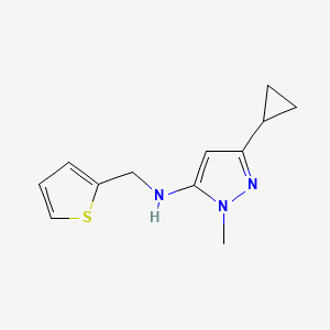 molecular formula C12H15N3S B11731955 3-cyclopropyl-1-methyl-N-(thiophen-2-ylmethyl)-1H-pyrazol-5-amine 