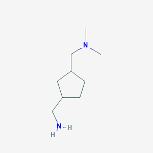 molecular formula C9H20N2 B11731972 1-[3-(Aminomethyl)cyclopentyl]-N,N-dimethylmethanamine 