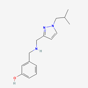 molecular formula C15H21N3O B11731973 3-[({[1-(2-methylpropyl)-1H-pyrazol-3-yl]methyl}amino)methyl]phenol 