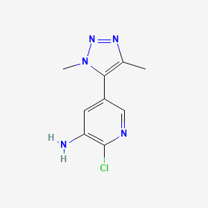 molecular formula C9H10ClN5 B11732025 2-Chloro-5-(1,4-dimethyl-1H-1,2,3-triazol-5-yl)pyridin-3-amine 