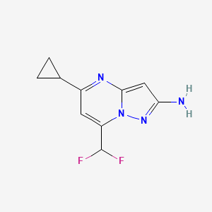 molecular formula C10H10F2N4 B11732044 5-Cyclopropyl-7-(difluoromethyl)pyrazolo[1,5-a]pyrimidin-2-amine 