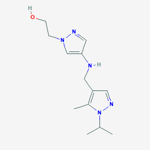 molecular formula C13H21N5O B11732095 2-[4-({[5-methyl-1-(propan-2-yl)-1H-pyrazol-4-yl]methyl}amino)-1H-pyrazol-1-yl]ethan-1-ol 