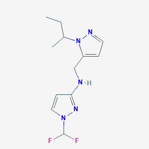 molecular formula C12H17F2N5 B11732148 N-{[1-(butan-2-yl)-1H-pyrazol-5-yl]methyl}-1-(difluoromethyl)-1H-pyrazol-3-amine 