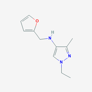 molecular formula C11H15N3O B11732187 1-ethyl-N-(furan-2-ylmethyl)-3-methyl-1H-pyrazol-4-amine 