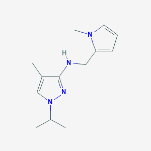 molecular formula C13H20N4 B11732206 4-methyl-N-[(1-methyl-1H-pyrrol-2-yl)methyl]-1-(propan-2-yl)-1H-pyrazol-3-amine CAS No. 1856046-49-5