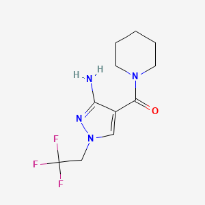 molecular formula C11H15F3N4O B11732235 4-(piperidine-1-carbonyl)-1-(2,2,2-trifluoroethyl)-1H-pyrazol-3-amine 