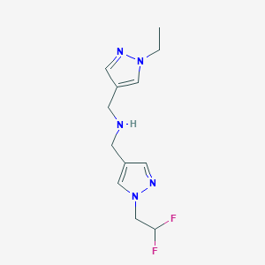 molecular formula C12H17F2N5 B11732294 {[1-(2,2-difluoroethyl)-1H-pyrazol-4-yl]methyl}[(1-ethyl-1H-pyrazol-4-yl)methyl]amine 