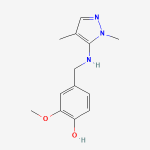 molecular formula C13H17N3O2 B11732302 4-{[(1,4-dimethyl-1H-pyrazol-5-yl)amino]methyl}-2-methoxyphenol 