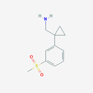 molecular formula C11H15NO2S B11732331 1-[3-(Methylsulfonyl)phenyl]cyclopropanemethanamine 