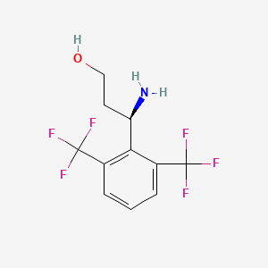 molecular formula C11H11F6NO B11732386 (3R)-3-amino-3-[2,6-bis(trifluoromethyl)phenyl]propan-1-ol 