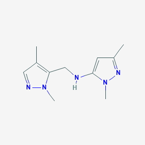 molecular formula C11H17N5 B11732415 N-[(1,4-dimethyl-1H-pyrazol-5-yl)methyl]-1,3-dimethyl-1H-pyrazol-5-amine 