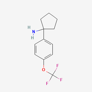 molecular formula C12H14F3NO B11732463 1-[4-(Trifluoromethoxy)phenyl]cyclopentanamine 