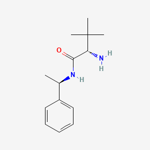 molecular formula C14H22N2O B11732485 (2S)-2-Amino-3,3-dimethyl-N-[(1R)-1-phenylethyl]butanamide 