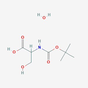 molecular formula C8H17NO6 B11732490 2-{[(Tert-butoxy)carbonyl]amino}-3-hydroxypropanoic acid hydrate 