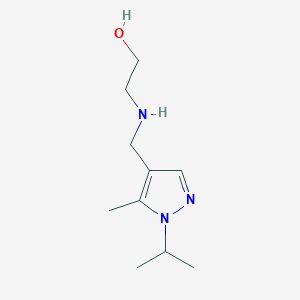 molecular formula C10H19N3O B11732506 2-({[5-methyl-1-(propan-2-yl)-1H-pyrazol-4-yl]methyl}amino)ethan-1-ol 