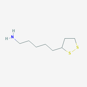 molecular formula C8H17NS2 B11732507 5-(1,2-Dithiolan-3-yl)pentan-1-amine 