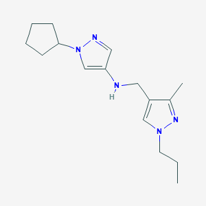 molecular formula C16H25N5 B11732529 1-cyclopentyl-N-[(3-methyl-1-propyl-1H-pyrazol-4-yl)methyl]-1H-pyrazol-4-amine 