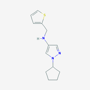 molecular formula C13H17N3S B11732550 1-cyclopentyl-N-(thiophen-2-ylmethyl)-1H-pyrazol-4-amine 