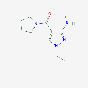 molecular formula C11H18N4O B11732561 1-propyl-4-(pyrrolidine-1-carbonyl)-1H-pyrazol-3-amine 