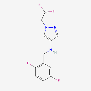 molecular formula C12H11F4N3 B11732584 1-(2,2-difluoroethyl)-N-[(2,5-difluorophenyl)methyl]-1H-pyrazol-4-amine 