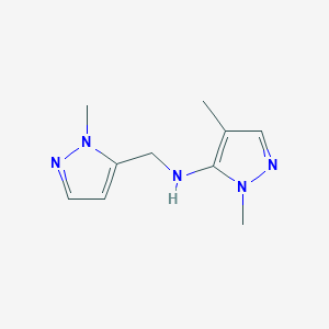 molecular formula C10H15N5 B11732587 1,4-dimethyl-N-[(1-methyl-1H-pyrazol-5-yl)methyl]-1H-pyrazol-5-amine 