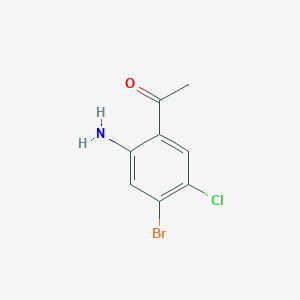 molecular formula C8H7BrClNO B11732601 1-(2-Amino-4-bromo-5-chlorophenyl)ethanone 