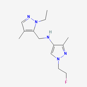 molecular formula C13H20FN5 B11732612 N-[(1-ethyl-4-methyl-1H-pyrazol-5-yl)methyl]-1-(2-fluoroethyl)-3-methyl-1H-pyrazol-4-amine 