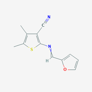 molecular formula C12H10N2OS B11732617 2-[(E)-[(furan-2-yl)methylidene]amino]-4,5-dimethylthiophene-3-carbonitrile 