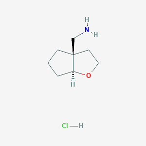 molecular formula C8H16ClNO B11732684 1-[(3aR,6aS)-hexahydro-2H-cyclopenta[b]furan-3a-yl]methanamine hydrochloride 