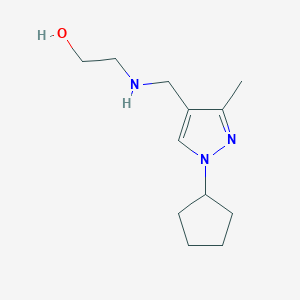 molecular formula C12H21N3O B11732691 2-{[(1-cyclopentyl-3-methyl-1H-pyrazol-4-yl)methyl]amino}ethan-1-ol 