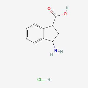 molecular formula C10H12ClNO2 B11732694 3-amino-2,3-dihydro-1H-indene-1-carboxylic acid hydrochloride 