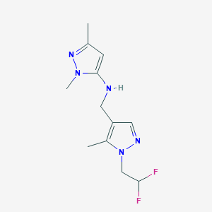 molecular formula C12H17F2N5 B11732721 N-{[1-(2,2-difluoroethyl)-5-methyl-1H-pyrazol-4-yl]methyl}-1,3-dimethyl-1H-pyrazol-5-amine 