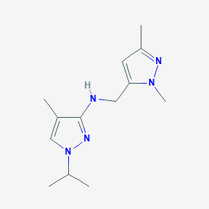 molecular formula C13H21N5 B11732740 N-[(1,3-dimethyl-1H-pyrazol-5-yl)methyl]-4-methyl-1-(propan-2-yl)-1H-pyrazol-3-amine 