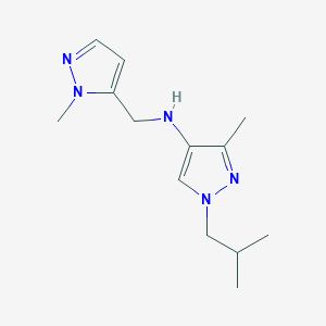 molecular formula C13H21N5 B11732754 3-methyl-N-[(1-methyl-1H-pyrazol-5-yl)methyl]-1-(2-methylpropyl)-1H-pyrazol-4-amine 