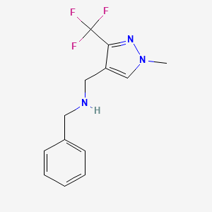 molecular formula C13H14F3N3 B11732797 benzyl({[1-methyl-3-(trifluoromethyl)-1H-pyrazol-4-yl]methyl})amine 