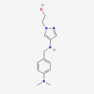 molecular formula C14H20N4O B11732876 2-[4-({[4-(dimethylamino)phenyl]methyl}amino)-1H-pyrazol-1-yl]ethan-1-ol 