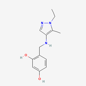 molecular formula C13H17N3O2 B11732950 4-{[(1-ethyl-5-methyl-1H-pyrazol-4-yl)amino]methyl}benzene-1,3-diol 