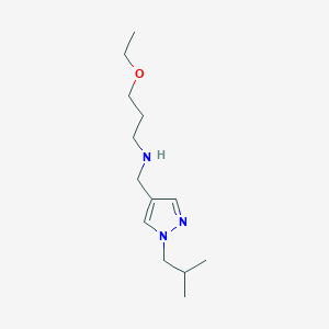 molecular formula C13H25N3O B11732966 (3-ethoxypropyl)({[1-(2-methylpropyl)-1H-pyrazol-4-yl]methyl})amine 