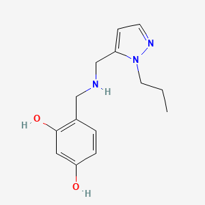 molecular formula C14H19N3O2 B11732981 4-({[(1-propyl-1H-pyrazol-5-yl)methyl]amino}methyl)benzene-1,3-diol 