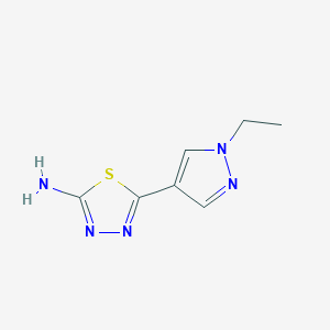 molecular formula C7H9N5S B11732982 5-(1-Ethyl-1h-pyrazol-4-yl)-1,3,4-thiadiazol-2-amine 