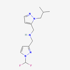 molecular formula C13H19F2N5 B11733020 {[1-(difluoromethyl)-1H-pyrazol-3-yl]methyl}({[1-(2-methylpropyl)-1H-pyrazol-5-yl]methyl})amine 