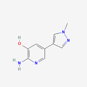 molecular formula C9H10N4O B11733037 2-Amino-5-(1-methyl-1H-pyrazol-4-yl)pyridin-3-ol 