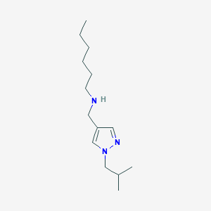 molecular formula C14H27N3 B11733128 hexyl({[1-(2-methylpropyl)-1H-pyrazol-4-yl]methyl})amine 