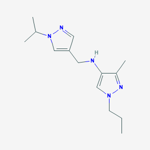 molecular formula C14H23N5 B11733129 3-methyl-N-{[1-(propan-2-yl)-1H-pyrazol-4-yl]methyl}-1-propyl-1H-pyrazol-4-amine 