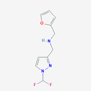 molecular formula C10H11F2N3O B11733138 {[1-(difluoromethyl)-1H-pyrazol-3-yl]methyl}[(furan-2-yl)methyl]amine 