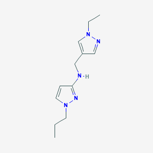 molecular formula C12H19N5 B11733159 N-[(1-Ethyl-1H-pyrazol-4-YL)methyl]-1-propyl-1H-pyrazol-3-amine 