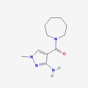 molecular formula C11H18N4O B11733171 4-(azepane-1-carbonyl)-1-methyl-1H-pyrazol-3-amine 