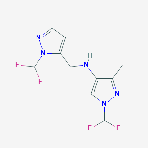 molecular formula C10H11F4N5 B11733180 1-(Difluoromethyl)-n-{[1-(difluoromethyl)-1h-pyrazol-5-yl]methyl}-3-methyl-1h-pyrazol-4-amine 