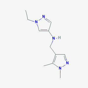 molecular formula C11H17N5 B11733192 N-[(1,5-Dimethyl-1H-pyrazol-4-YL)methyl]-1-ethyl-1H-pyrazol-4-amine 